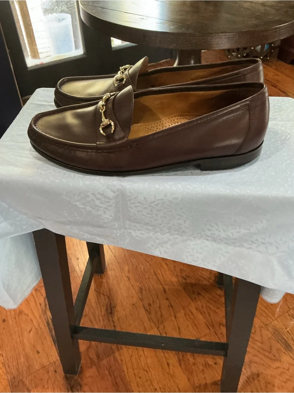 Cole Haan Brown Leather Bit Loafers with Gold Hardware